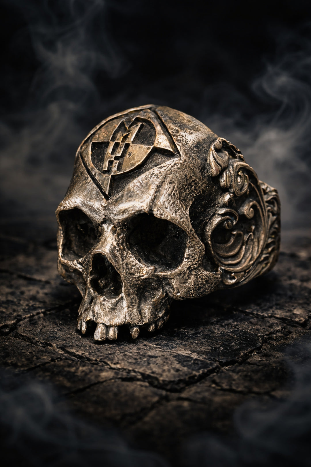 White Copper MH Skull Ring